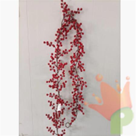 GHIRLANDA NATALIZIA CON BACCHE ROSSE 180 CM
