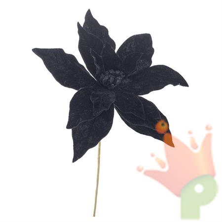 STELLA DI NATALE NERA SU STELO 27X50 CM