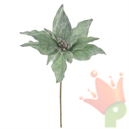 STELLA DI NATALE VERDE MENTA SU STELO 27X50 CM