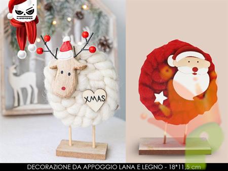 DECORAZIONE NATALIZIA PERSONAGGIO IN LANA E LEGNO 18X11,5 CM 1PZ