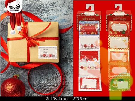 CHIUDIPACCO STICKER ADESIVI NATALIZI 36 PZ 6X3,5 CM