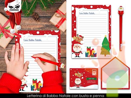 LETTERINA DI BABBO NATALE CON BUSTA E PENNA COLORATA