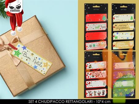 CHIUDIPACCO NATALIZI RETTANGOLARI 4 PZ 10X4 CM