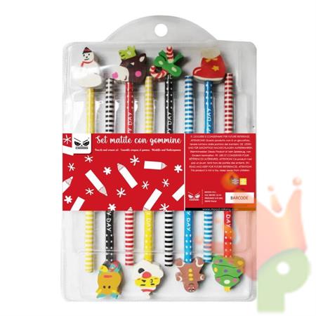 SET 8 MATITE CON GOMMINE NATALIZIE