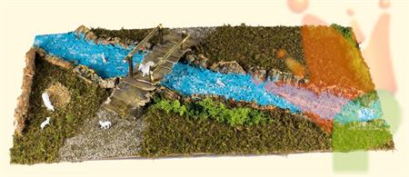BASE IN LEGNO PER PRESEPE CON FIUME 76X40X7,5 CM