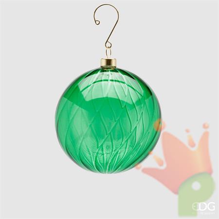 PALLINA DI NATALE VERDE VETRO VORTEX 10 CM -EDG-