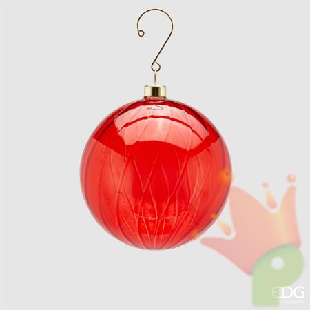 PALLINA DI NATALE  ROSSA VETRO VORTEX 10 CM -EDG-