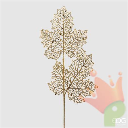 RAMO ACERO CON FOGLIE GLITTER ORO  H.64 CM