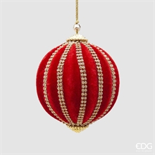 PALLINA DI NATALE VELLUTO ROSSO CON STRASS 10 CM - EDG -
