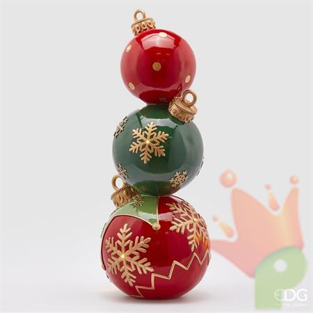 PALLA TOPIARY  ROSSO VERDE CON DECORO H.64 CM