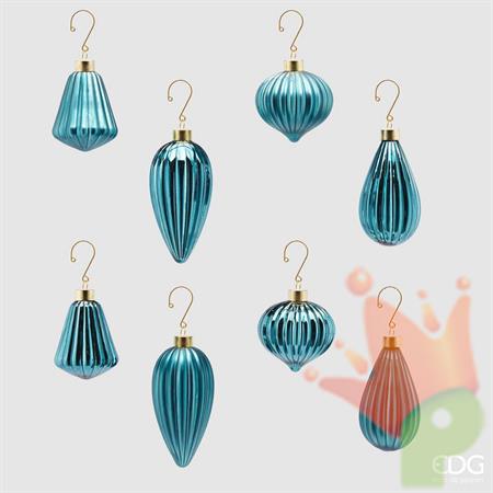 PENDENTE DI NATALE BLU PETROLIO 8/6 CM ASSORTITO -EDG-