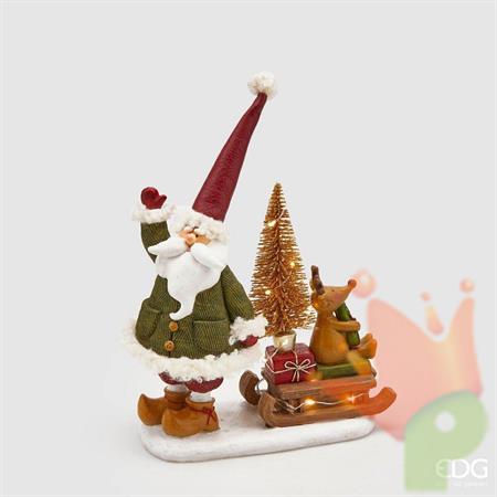BABBO NATALE CON SLITTA LUMINOSA H.26 CM