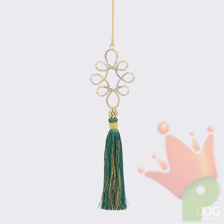 PENDENTE ASOLE DIAMANTI CON NAPPA VERDE H.21 CM