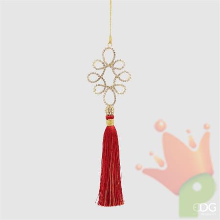 PENDENTE ASOLE DIAMANTI CON NAPPA ROSSA H.21