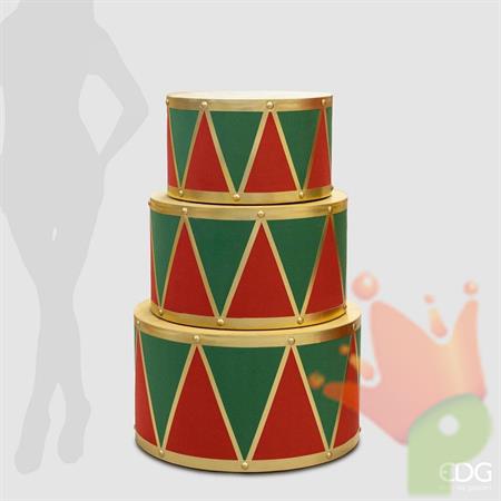 TAVOLO TAMBURO ROSSO E VERDE 70/60/50 CM