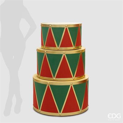 TAVOLO TAMBURO ROSSO E VERDE 70/60/50 CM