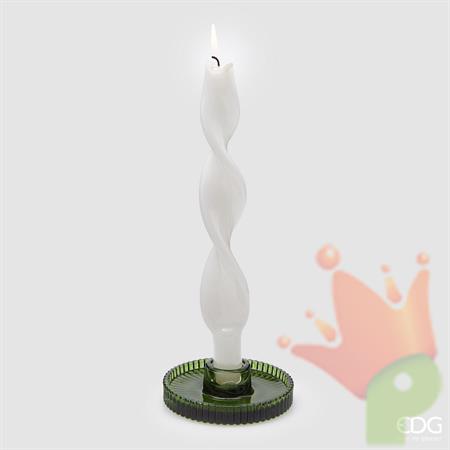 PORTACANDELE DISCO A RIGHE  VERDE H.2,5 CM