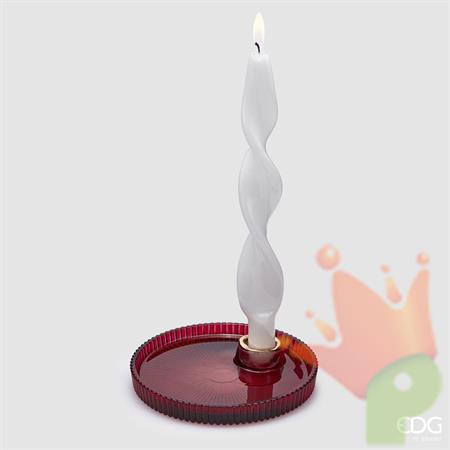 PORTACANDELE DISCO RIGHE ROSSO H.2,5 CM