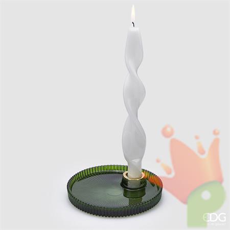 PORTACANDELE DISCO A RIGHE VERDE H.2,5 CM