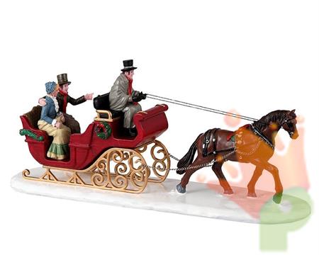 PERSONAGGI SU SLITTA NATALIZIA CON CAVALLO 10,5X24,5X7 CM