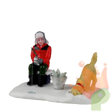 PERSONAGGIO CHE PESCA CON CANE 4,7x7,3x4,7 CM