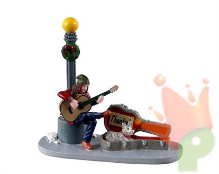 ARTISTA DI STRADA CON CHITARRA E CAGNOLINO 9X9,8X4,5 CM