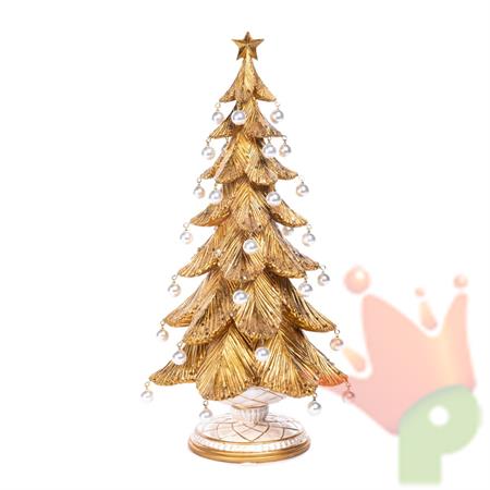 ALBERO IN POLIRESINA ORO CON PERLINE H. 46 CM