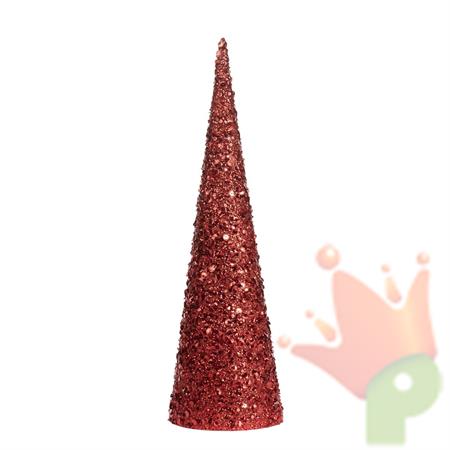 CONO ALBERO ROSSO GLITTER CON STRASS H. 46 CM
