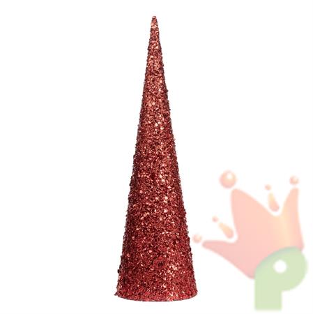 CONO ALBERO ROSSO GLITTER CON STRASS H.61 CM