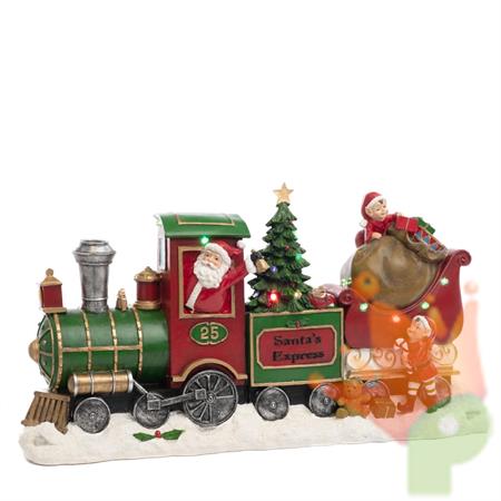 TRENO NATALIZIO IN POLIRESINA LUMINOSO LED MULTICOLOR 48 CM
