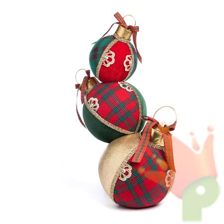 DECORAZIONE NATALIZIA SFERE ROSSE ORO VERDE 60 CM