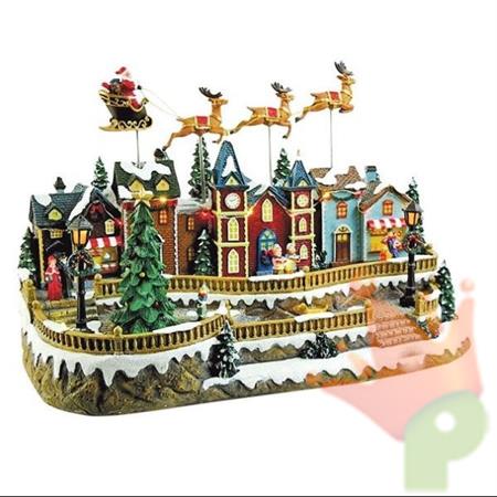 PAESAGGIO NATALIZIO CITTA' CON BABBO NATALE E RENNE N:76