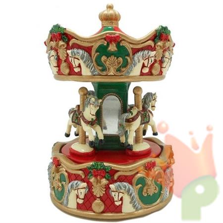 VILLAGGIO DI NATALE CARILLON CON CAVALLI 16,5 CM