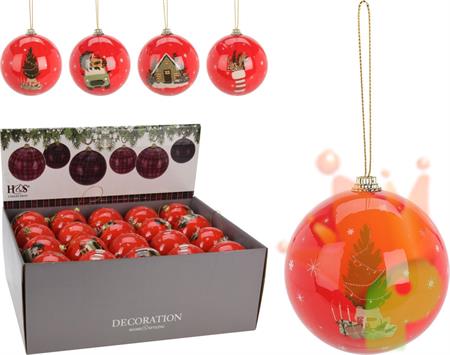 PALLINA DI NATALE ROSSA CON DECORO 7,5 CM