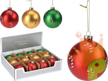 PALLINA DI NATALE CON DECORO CANDY CANE 8 CM