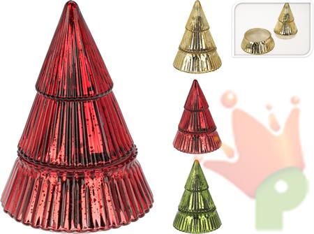 CANDELA VETRO ALBERO 17 CM 1 PZ ASSORTITO