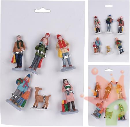 PERSONAGGI NATALIZI IN RESINA PER VILLAGGIO 6 PZ ASSORTITI