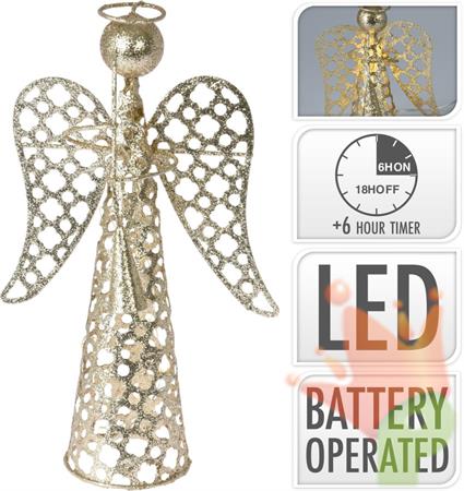 ANGELO DI METALLO ORO CON LED