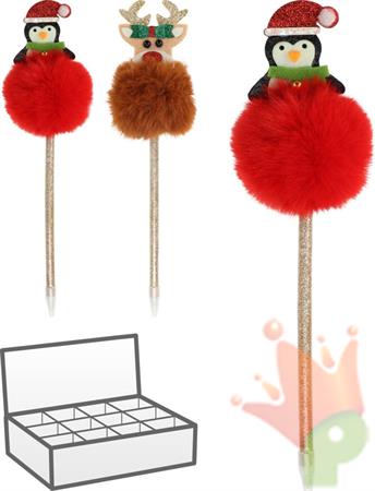 PENNA NATALIZIA CON PERSONAGGI POM POM 25 CM ASSORTITO