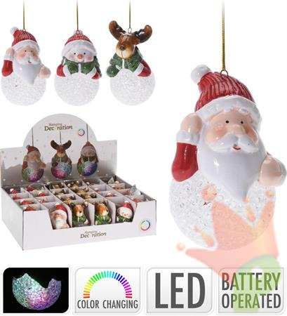 PENDENTE NATALIZIO SFERA CON PERSONAGGIO  LED 9 CM ASSORTITO