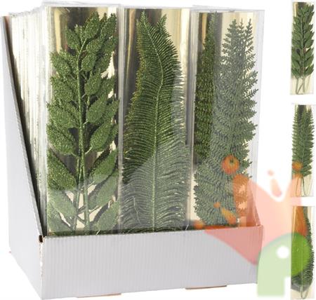 FOGLIE DECORATIVE VERDI CON GLITTER