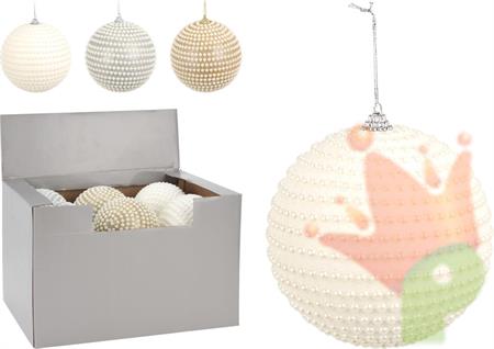 PALLINA DI NATALE CON PERLE 10 CM 3 ASSORRTITE