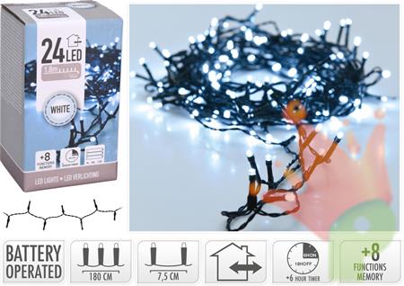 LUCI DI NATALE A BATTERIA 24 LED BIANCO FREDDO