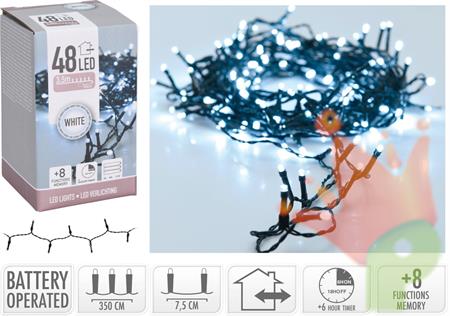 LUCI DI NATALE A BATTERIA 48 LED BIANCO FREDDO
