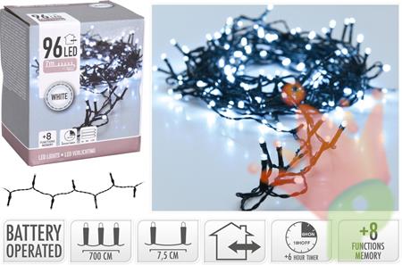 LUCI DI NATALE A BATTERIA 96 LED BIANCO FREDDO