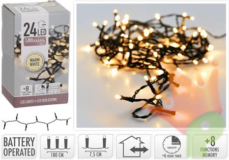 LUCI DI NATALE A BATTERIA 24 LED BIANCO CALDO