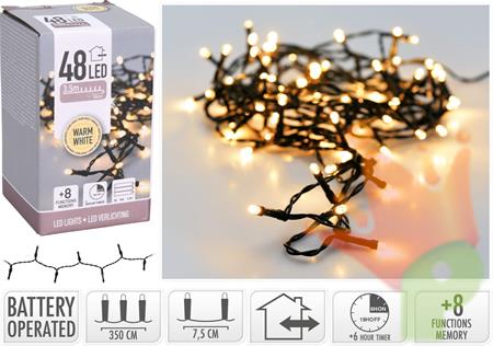 LUCI DI NATALE A BATTERIA 48 LED BIANCO CALDO