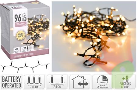 LUCI DI NATALE A BATTERIA 96 LED BIANCO CALDO