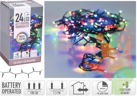 LUCI DI NATALE A BATTERIA 24 LED MULTICOLOR