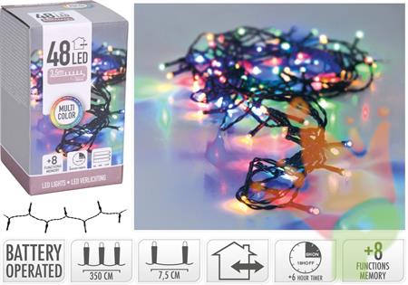 LUCI DI NATALE A BATTERIA 48 LED MULTICOLOR